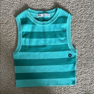 Zara Teal Striped Tank Top